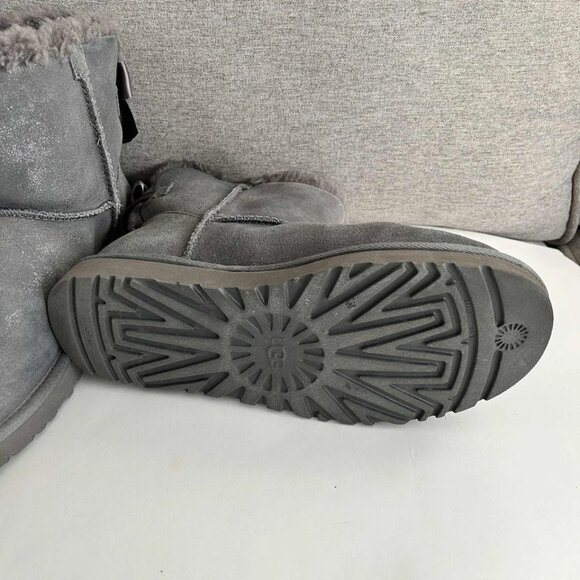 UGG Womens Mini Bailey Bow II Water Resistant Booties Obsidian Grey US 10 - Picture 5 of 8